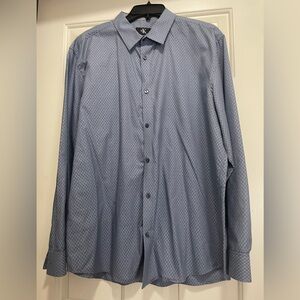 Men’s Calvin Klein Blue Patterned Button Down Dress Shirt Size Large
